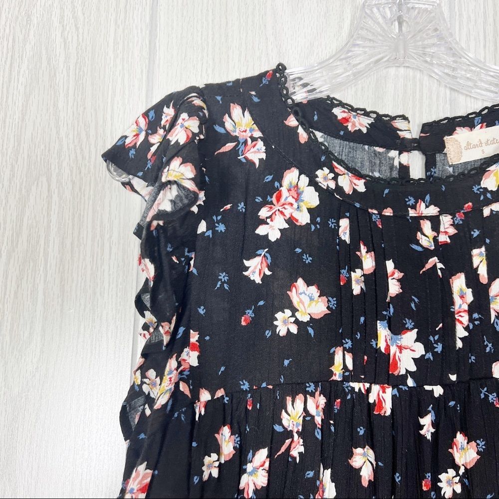 Altar'd State | Black Floral Ruffle Sleeve Blouse Size Small - Picture 3 of 6